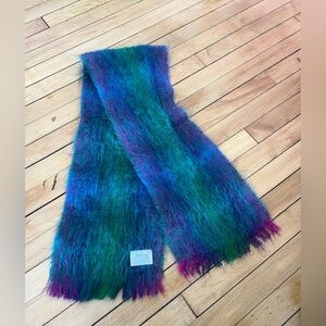 Foxford Ireland mohair & wool colorful blue and green scarf